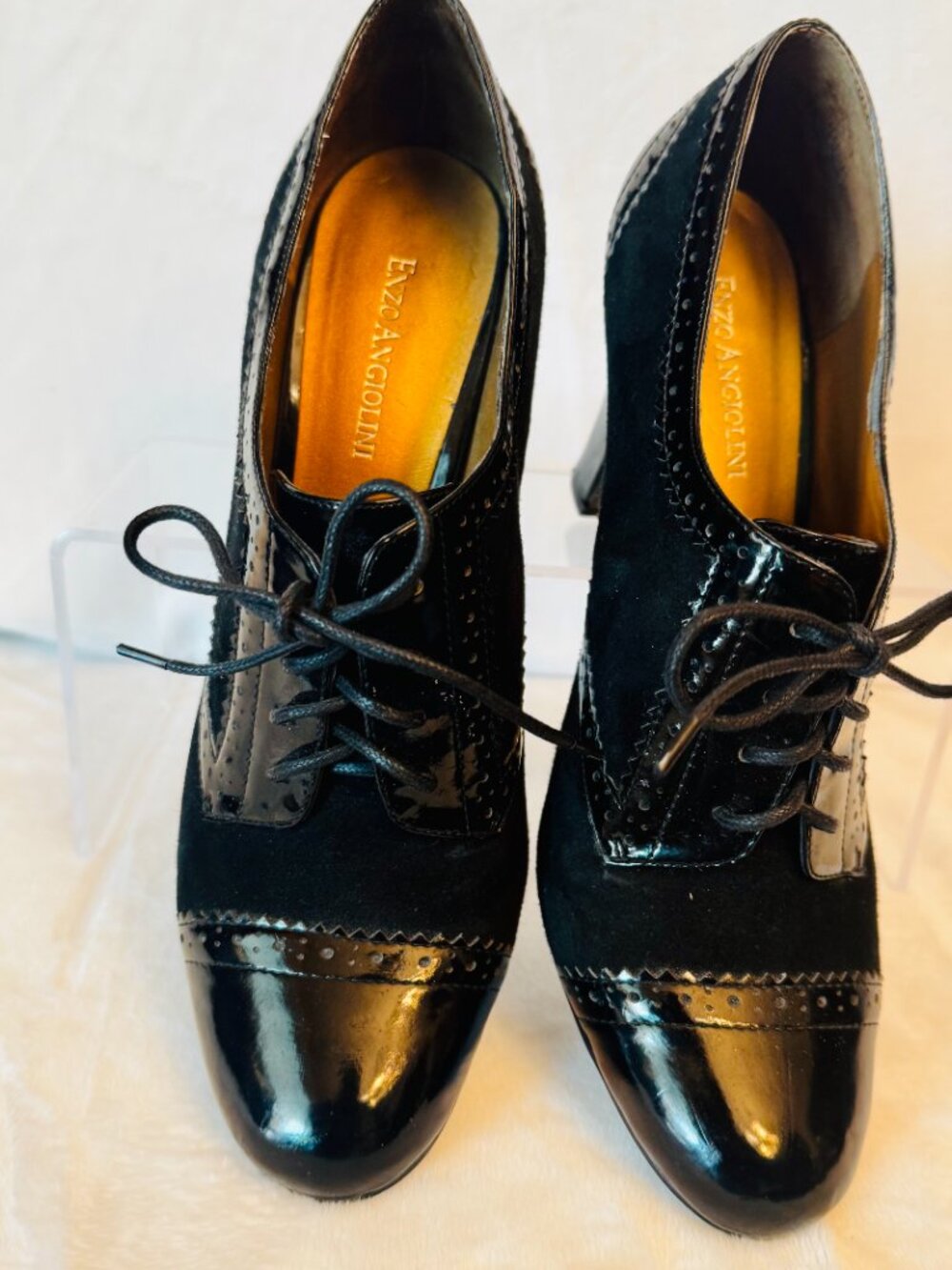Enzo Angiolini Womens Aeemelle 8.5 M Black Suede Pointed Toe Oxfords Lace up - Picture 7 of 14